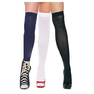 Opaque Nylon Thigh Highs- blk (397)