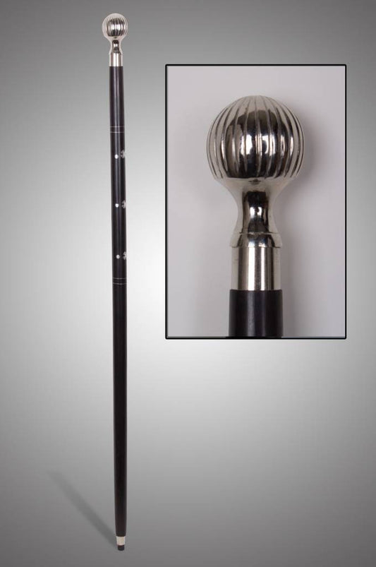 Wooden Cane with Chrome Knob Handle 36" - Black