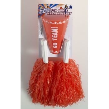 Cheer Leader Pom Poms/Megaphone Red