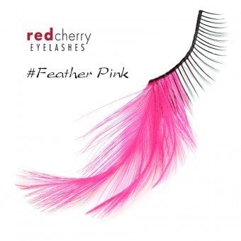 Eyelashes w/Feather Pink FPNK