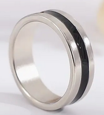 PK Ring Silver w/Black - Large