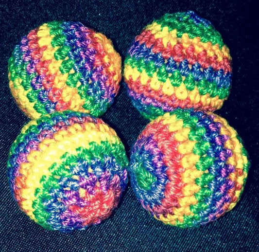 Crocheted Balls Acrylic 4 pk, 3/4 inch - Rainbow M8