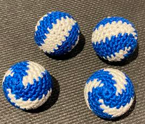 Crocheted Balls Acrylic 4 pk, 3/4 inch - Swirl Blue/White M8