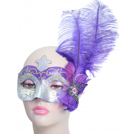 Feathered Purple Princess Eye Mask