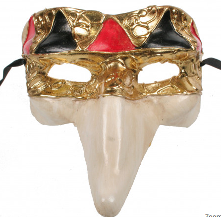 Pulcinella Mask Red  Black Harlequin