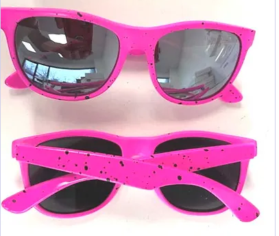 Sunglasses Pink w/Black Specs Mirror Lenses