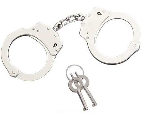 Handcuffs Nickel Plated Double Lock Chained