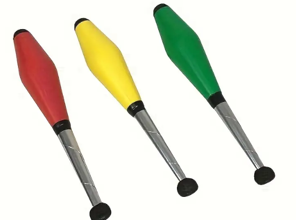 Juggling Clubs 3 Set Soft Handle Green/Red/Yellow  - Import