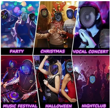 LED Gesture Changing Rechargeable Light Up Mask