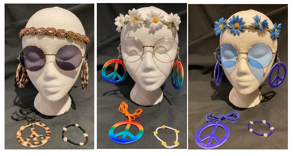 Female Hippie Kit - Headband|Glasses|Necklace| Earrings|Bracelet Assorted Colors