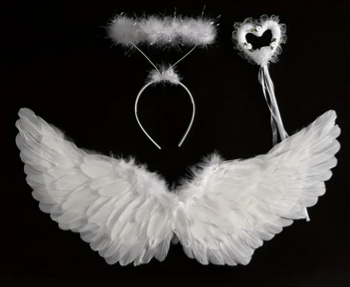 Angel Kit 3Pc Set Feather Wings 11.8H X 21.16 W inches, Halo and Wand