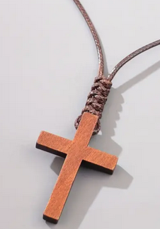 Necklace Cross Wood - Brown