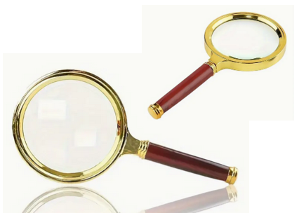 Magnifying Glass Brass/Mahogany 10x multiplication  3.45 inch Diam x 6.69 in L