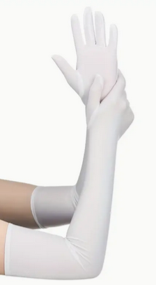 Gloves White Elbow Length Satin