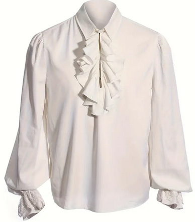 Ruffled Shirt, White - Adult Chest Size 43-45.3