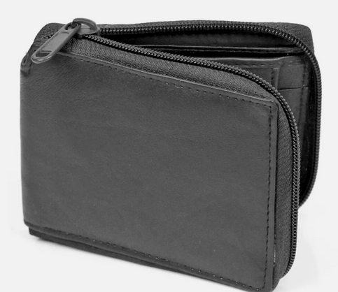 Wallet Bi Fold Zip Around Leather