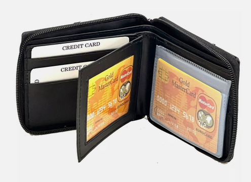 Wallet Bi Fold Zip Around Leather