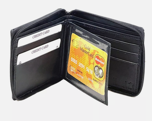 Wallet Bi Fold Zip Around Leather