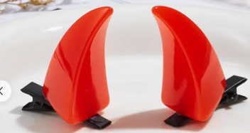 Resin Devil Horns Hair Clips - Red Pair 1.57 inch Tall