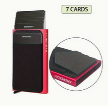 Wallet RFID Block Pop-Up Credit Cards with Stretch Pockets Red Metal