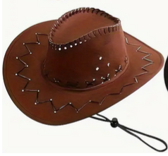 Brown Cowboy Hat With Stitching