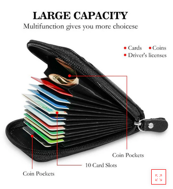 Wallet RFID ID Zipper Credit Card Holder RFID3622