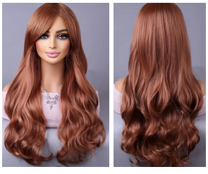 28 in Long Loess Ochre Glamorous With Bangs Wig