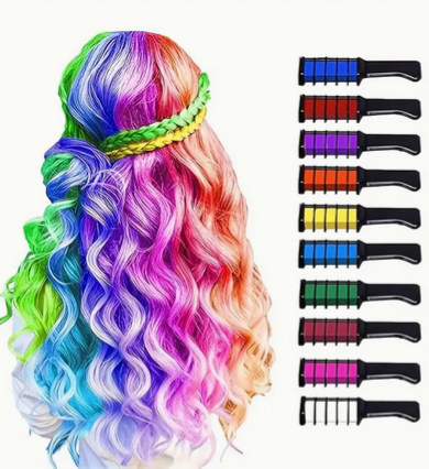 Hair Chalk Combs 10 Color Pack | For light to medium natural  color