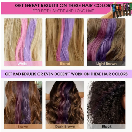 Hair Chalk Combs 10 Color Pack | For light to medium natural  color