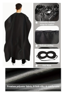 Superhero Cape and Mask Set Black 55 inch