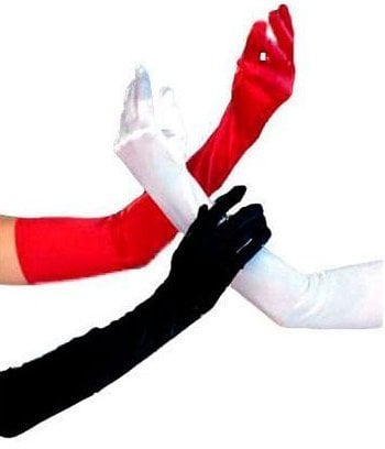 Gloves Red Shoulder Length Satin