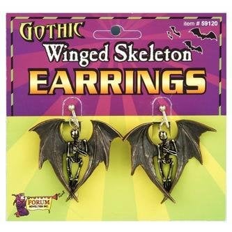 Gothic Winged Skeleton Earrings (C15)