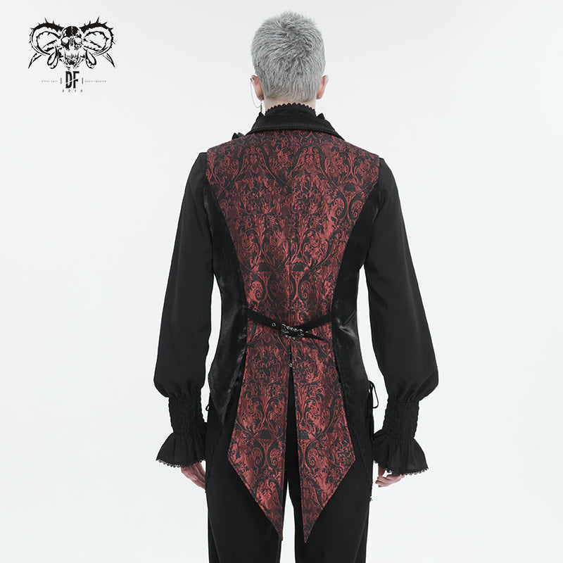 Embossed Print Satin Tailcoat Red/Black Medium