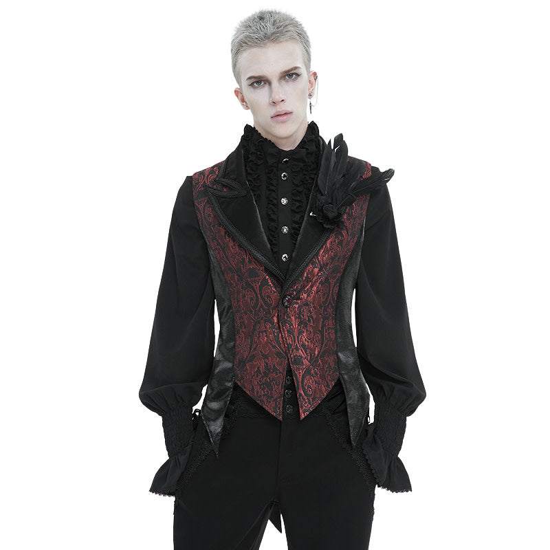 Embossed Print Satin Tailcoat Red/Black Medium