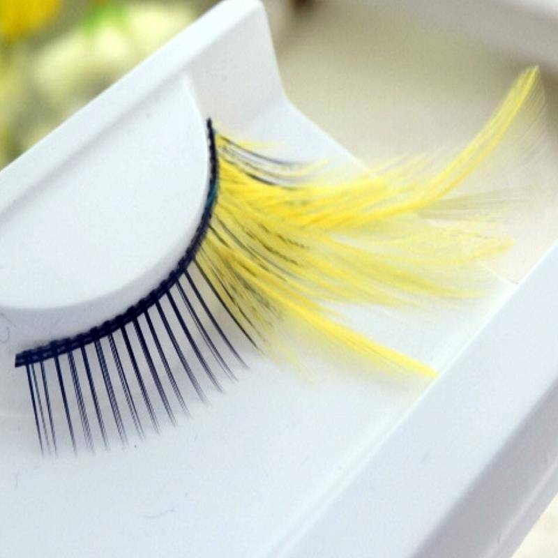 Eyelashes w/Feather Yellow FYLW